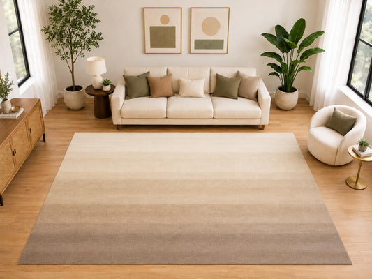 ICE ARMOR "Ultra Light Weight Large 6'7" x 9'10" Ombre Gradient Area Rug for Living Room Bedroom Office, Soft Low Pile Indoor Rug, Non-Slip Silicone Backing, Taupe