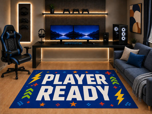 ICE ARMOR "Ultra Light Weight 5' x 7' Player Ready Gaming Area Rug Bold Arcade Graphic Art for Boys Teen Bedroom Game Room Playroom Non-Slip Silicone Backing Low Pile