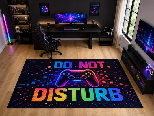 ICE ARMOR "Ultra Light Weight Large 6'7" x 9'10" Do Not Disturb Controller Area Rug for Kids Room Bedroom, Soft Low Pile Indoor Rug and Non-Slip Silicone Backing, Black