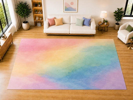 ICE ARMOR "Ultra Light Weight Large 6'7 x 9'10 Dreamy Gradient Bands Area Rug for Living Room, Dining Room, and Bedroom, Soft Low Pile Indoor Rug, Modern Decorative Floor Decor