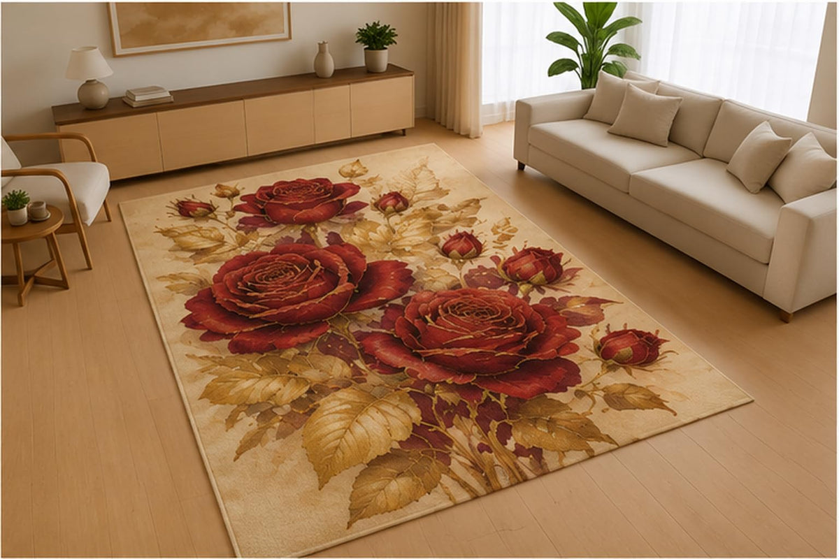 ICE ARMOR 5' x 7' Butterfly Flower Garden Area Rug, Soft Low Pile Indoor Rug with Non-Slip Silicone Backing for Living Room, Bedroom, Nursery, Playroom, Kids Room, Kids & Pets, Multicolor