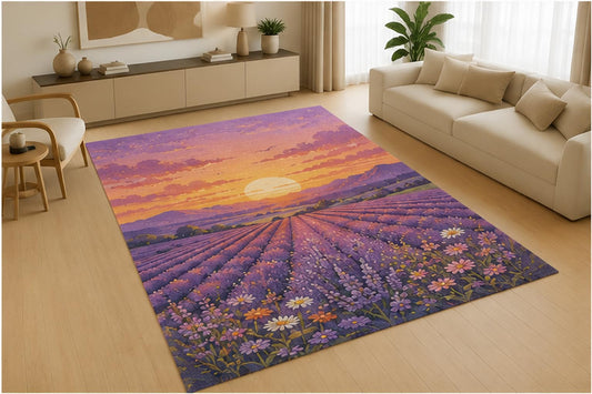 ICE ARMOR 5' x 7' Autumn Pumpkin and Floral Basket Area Rug, Soft Low Pile Indoor Rug with Non-Slip Silicone Backing for Living Room, Bedroom, Family Room, Kids & Pets, Brown