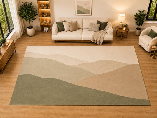 ICE ARMOR "Ultra Light Weight Large 6'7" x 9'10" Rolling Meadow Area Rug for Living Room, Bedroom, Dining Room, Soft Low Pile Non-Slip Backing, Sage Beige