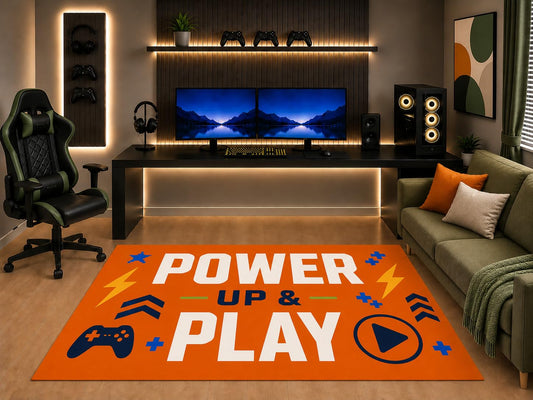 ICE ARMOR "Ultra Light Weight 5' x 7' Power Up and Play Gaming Area Rug Bold Controller Graphic for Boys Teen Bedroom Game Room Playroom Non-Slip Silicone Backing Low Pile