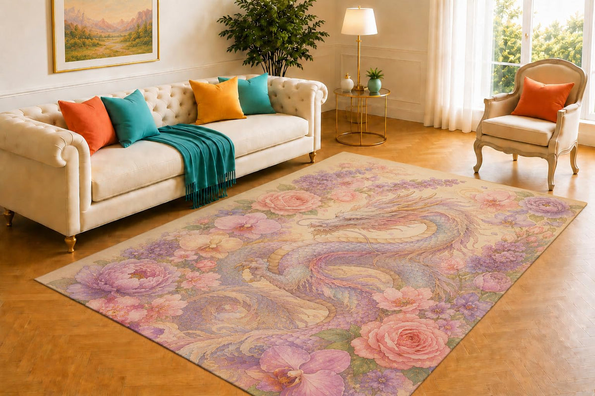 ICE ARMOR 5' x 7' Snow Leopard Mountain Area Rug for Living Room,Soft Low Pile Indoor Rug with Non-Slip Silicone Backing,Decorative Carpet for Bedroom,Dining Room,Office,Beige