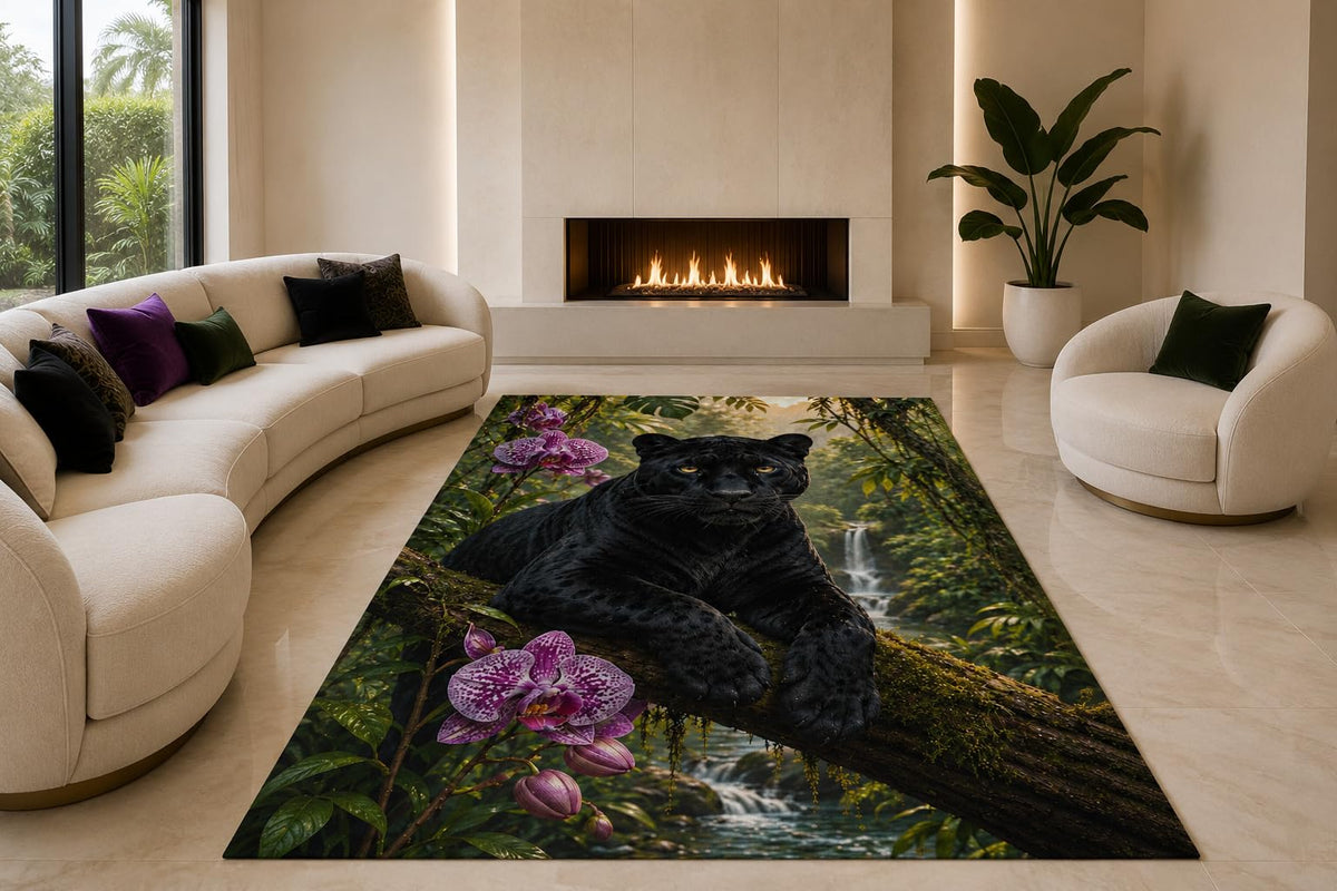 ICE ARMOR "Ultra Lightweight Large 6'7" x 9'10" Silverback Gorilla Area Rug for Living Room, Bedroom and Home Office, Soft Low Pile Carpet with Non-Slip Silicone Backing, Black and Green