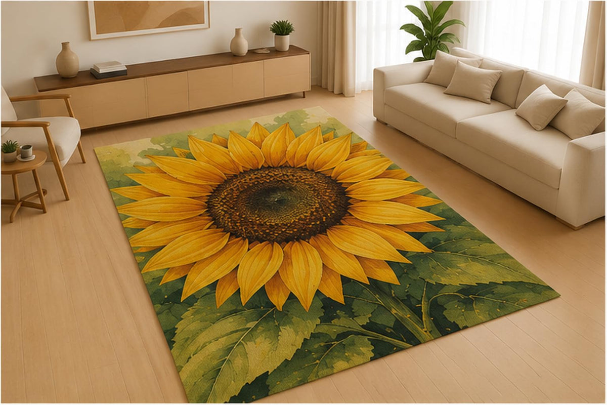 ICE ARMOR 5' x 7' Heliconia Tropical Botanical Area Rug for Living Room, Soft Low Pile Indoor Rug with Non-Slip Silicone Backing, Exotic Floral Carpet for Bedroom, Dining Room, Office, Family