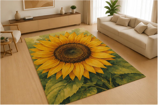 ICE ARMOR 5' x 7' Heliconia Tropical Botanical Area Rug for Living Room, Soft Low Pile Indoor Rug with Non-Slip Silicone Backing, Exotic Floral Carpet for Bedroom, Dining Room, Office, Family