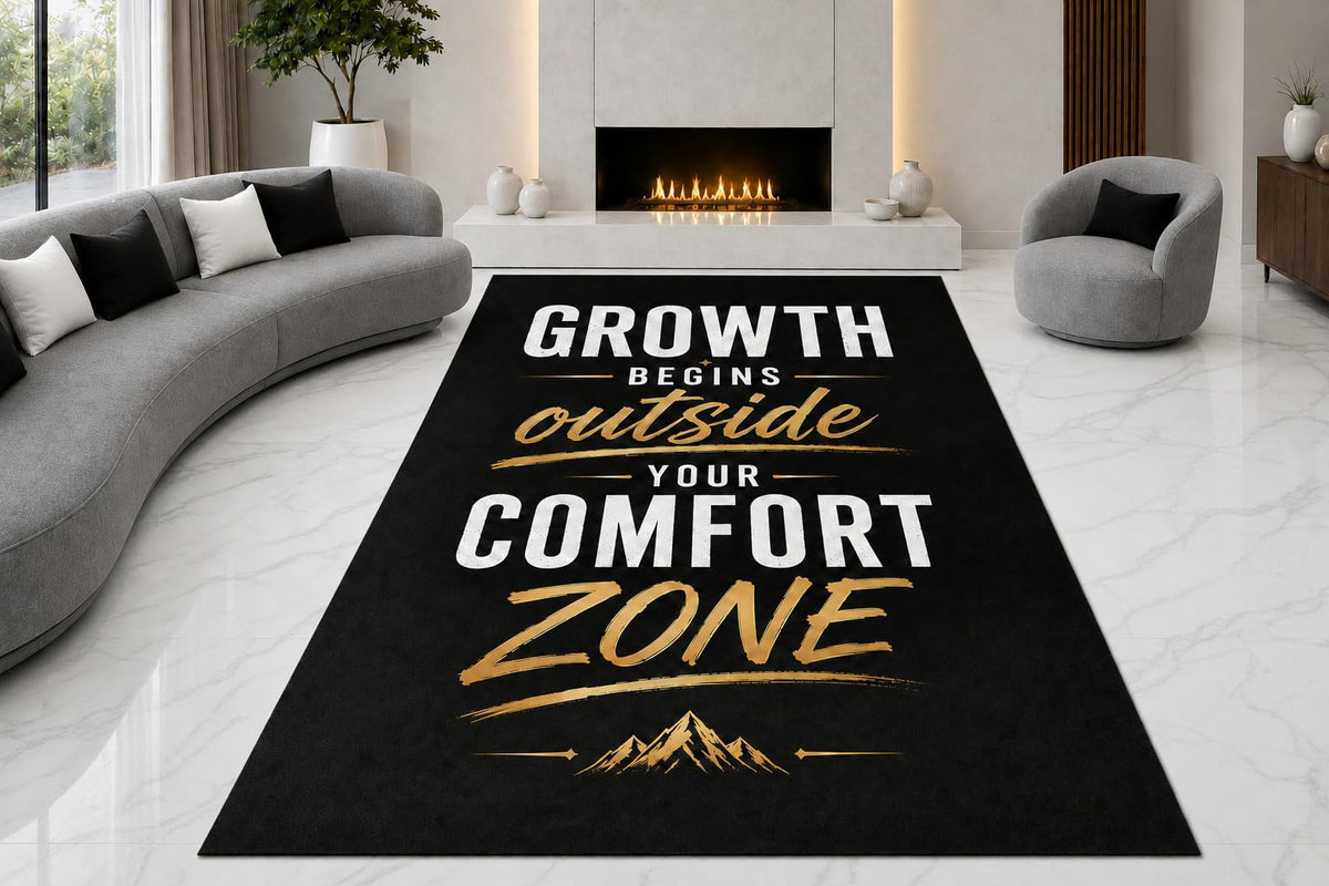 ICE ARMOR "Ultra Lightweight Large 6'7" x 9'10" Growth Begins Area Rug for Living Room, Bedroom and Home Office, Soft Low Pile Carpet with Non-Slip Silicone Backing, Black and Golden Color