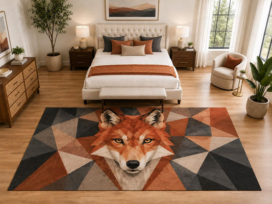 ICE ARMOR "Ultra Light Weight Large 6'7" x 9'10" Fox Face Area Rug Carpet Soft Low Pile Indoor Rug and Non-Slip Silicone Backing for Bedroom Orange