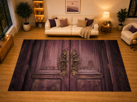 ICE ARMOR "Ultra Light Weight Large 6'7" x 9'10" Vintage Purple Double Door Area Rug for Living Room Bedroom, Soft Low Pile Non-Slip Backing, Purple Brown Gothic Victorian Decor