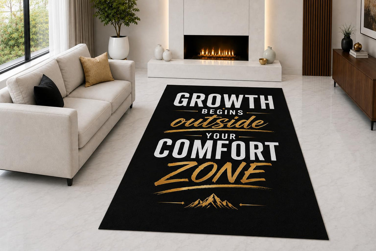 ICE ARMOR "Ultra Light Weight 5' x 7' Growth Begins Area Rug for Living Room, Bedroom and Home Office, Soft Low Pile Carpet with Non-Slip Silicone Backing, Black and Golden Color