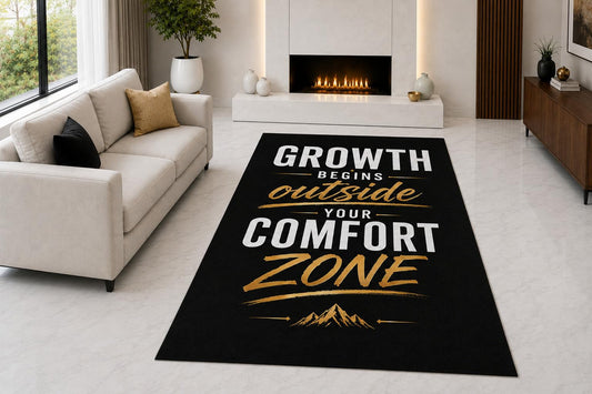 ICE ARMOR "Ultra Light Weight 5' x 7' Growth Begins Area Rug for Living Room, Bedroom and Home Office, Soft Low Pile Carpet with Non-Slip Silicone Backing, Black and Golden Color