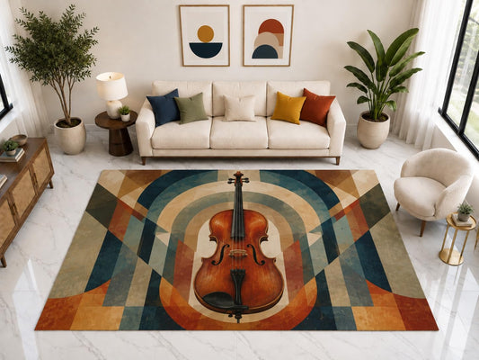 ICE ARMOR "Ultra Light Weight Large 6'7" x 9'10" Violin Arch Rug, Soft Low Pile Indoor Rug, Non-Slip Silicone Backing for Living Room Blue