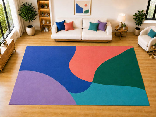 ICE ARMOR "Ultra Light Weight Large 6'7 x 9'10 Bold Organic Color Blocks Area Rug for Living Room, Dining Room, and Bedroom, Soft Low Pile Indoor Rug, Modern Floor Decor