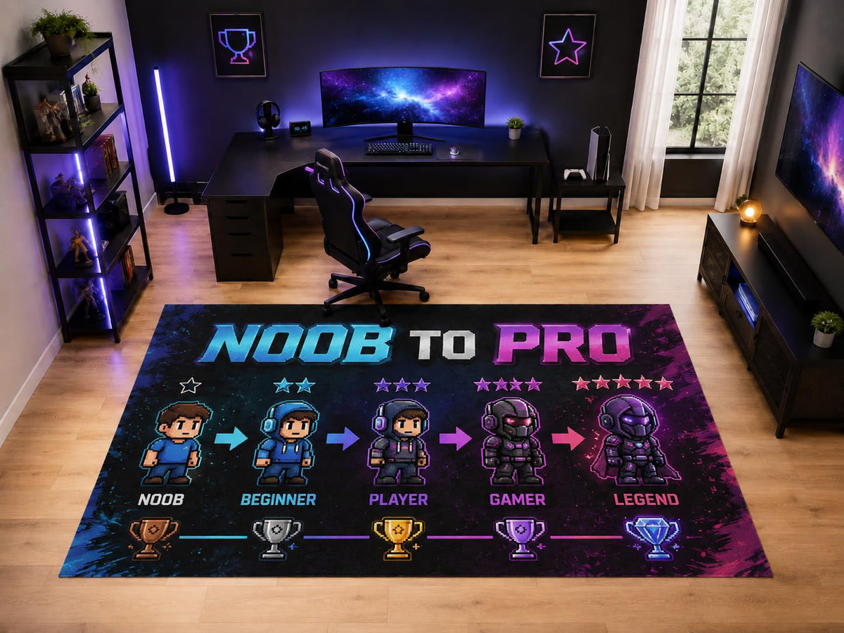 ICE ARMOR "Ultra Light Weight Large 6'7" x 9'10" Noob to Pro Gamer Rug, Soft Low Pile Indoor Rug, Non-Slip Silicone Backing for Kids Room Purple