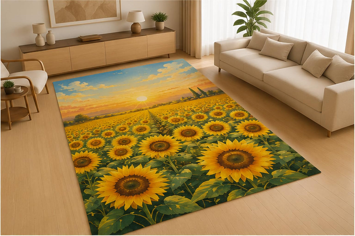 ICE ARMOR 5' x 7' Tropical Floral Leaves Area Rug, Soft Low Pile Indoor Rug with Non-Slip Silicone Backing for Living Room, Bedroom, Family Room, Nursery, Kids & Pets, Green