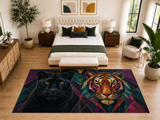 ICE ARMOR "Ultra Light Weight Large 6'7" x 9'10" Panther Tiger Rug, Soft Low Pile Indoor Rug, Non-Slip Silicone Backing for Bedroom Multicolor