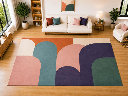 ICE ARMOR "Ultra Light Weight Large 6'7 x 9'10 Rounded Arch Forms Area Rug for Living Room, Dining Room, and Bedroom, Soft Low Pile Indoor Rug, Modern Decorative Floor Decor