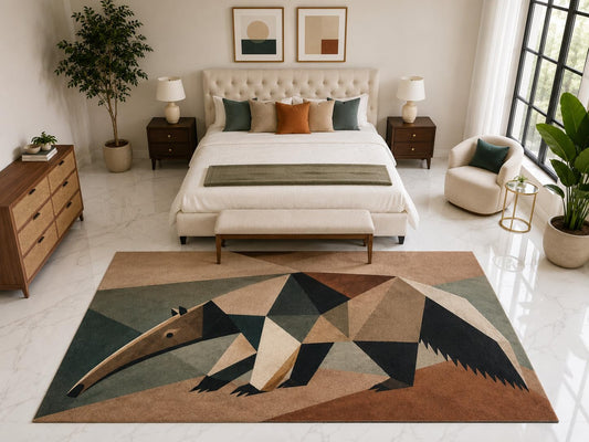 ICE ARMOR "Ultra Light Weight Large 6'7" x 9'10" Geometric Anteater Rug, Soft Low Pile Indoor Rug, Non-Slip Silicone Backing for Kids Room Brown Green