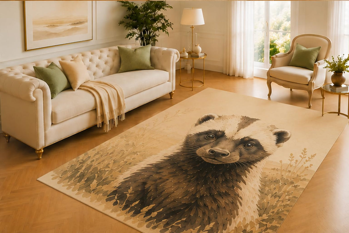 ICE ARMOR 5' x 7' Sable Antelope Rug, Long Horn African Animal with Green Woodland Setting, Smooth Printed Floor Cover for Living Room, Study and Safari Decor