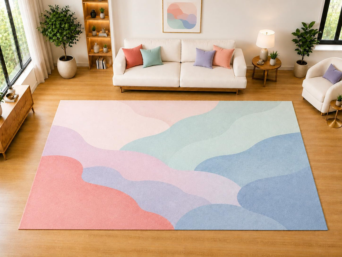 ICE ARMOR "Ultra Light Weight Large 6'7 x 9'10 Soft Layered Hills Area Rug for Living Room, Dining Room, and Bedroom, Soft Low Pile Indoor Rug, Modern Decorative Floor Decor