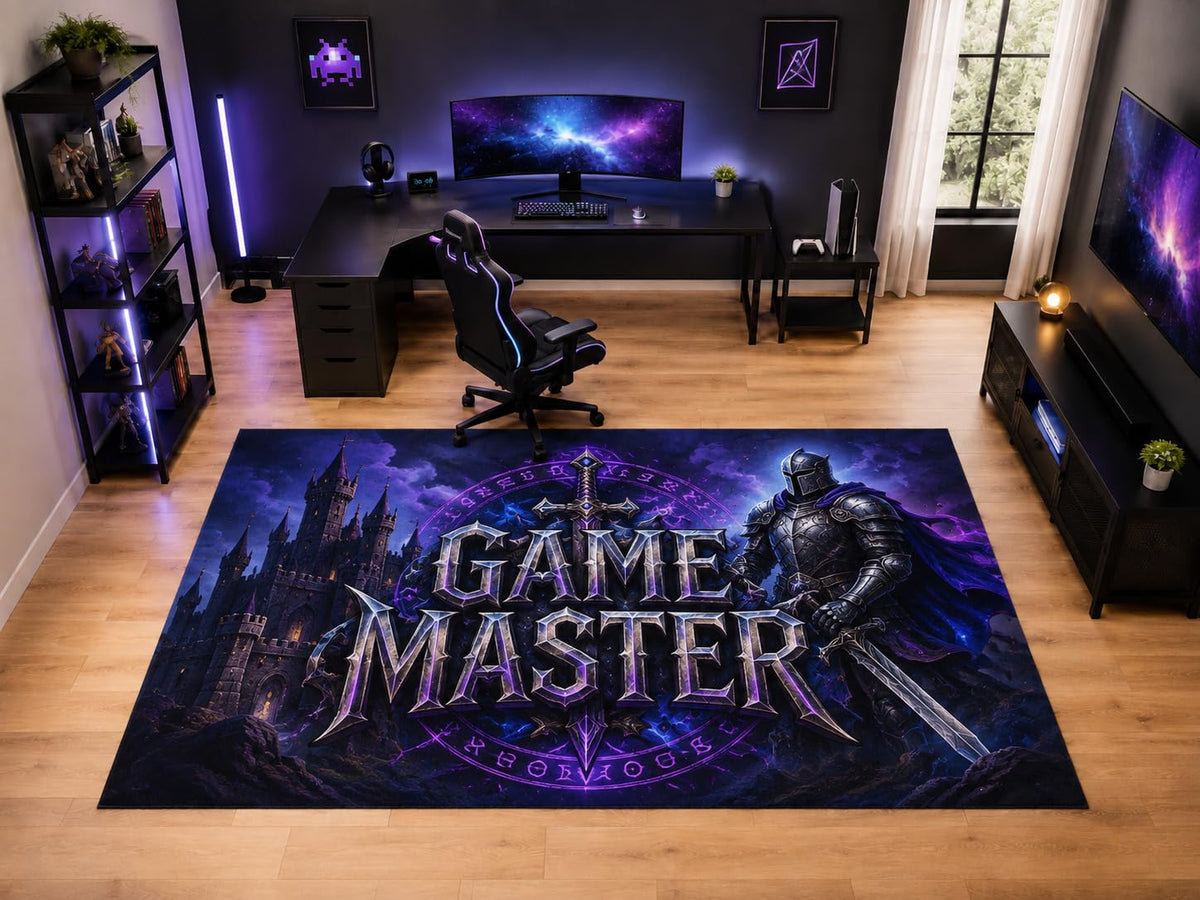 ICE ARMOR "Ultra Light Weight Large 6'7" x 9'10" Game Master Knight Rug, Soft Low Pile Indoor Rug, Non-Slip Silicone Backing for Playroom Purple