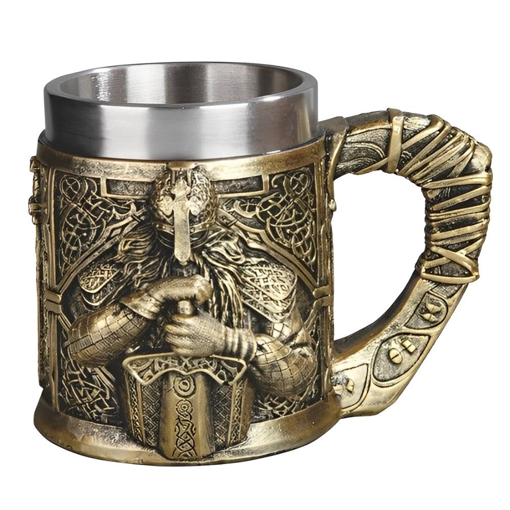 ICE ARMOR 6.5" W Crusador Mug Statue Sculpture Ornament Decoration Home/Room Decor Ideas for Housewarming, Holidays and Birthdays Great Collectible Addition