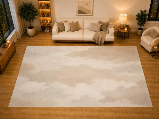 ICE ARMOR "Ultra Light Weight Large 6'7" x 9'10" Misty Cloud Wash Area Rug for Living Room, Bedroom, Dining Room, Soft Low Pile Non-Slip Backing, Pearl Beige