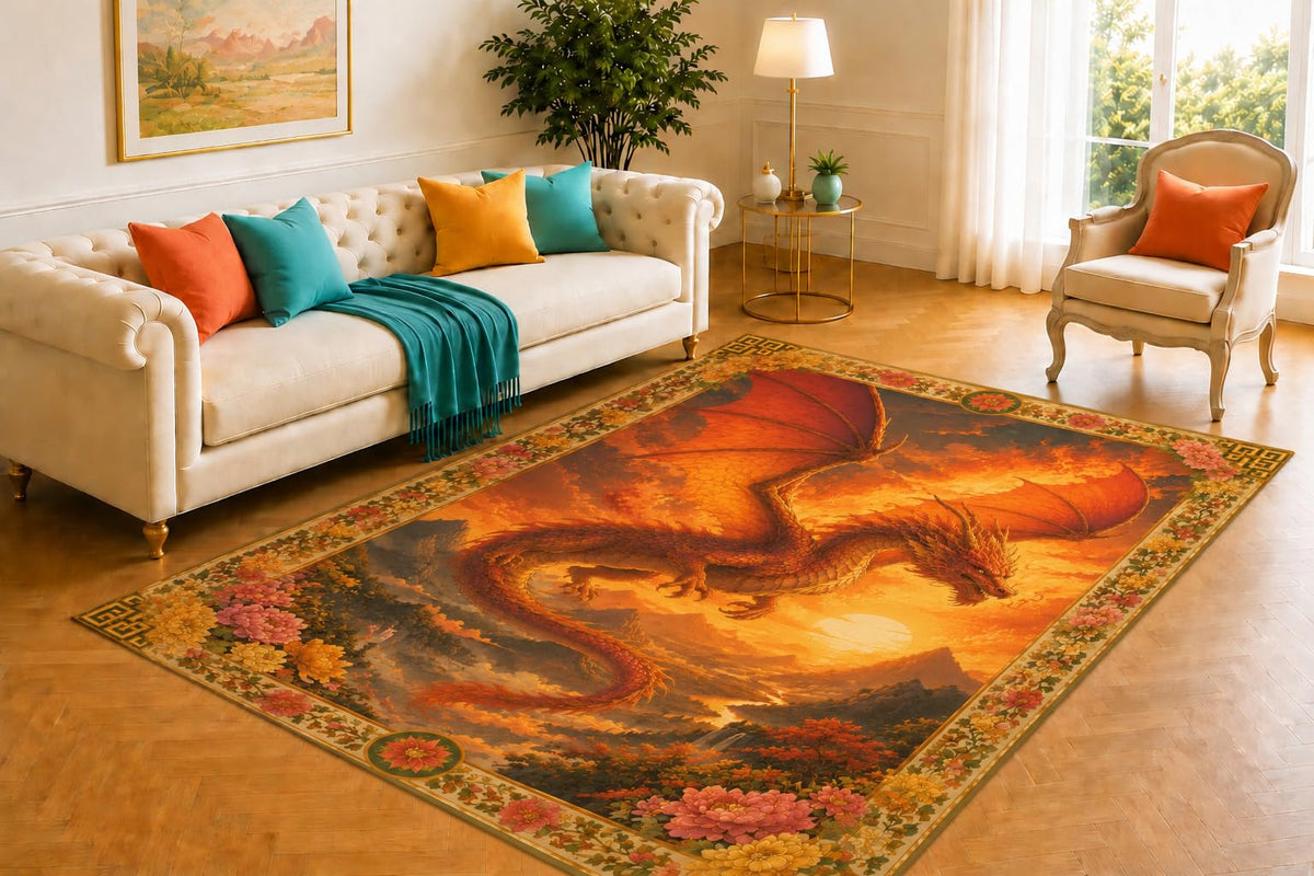 ICE ARMOR 5' x 7' Safari Giraffe Area Rug for Living Room,Soft Low Pile Indoor Rug with Non-Slip Silicone Backing,Decorative Carpet for Bedroom,Dining Room,Office,Family Room,Beige