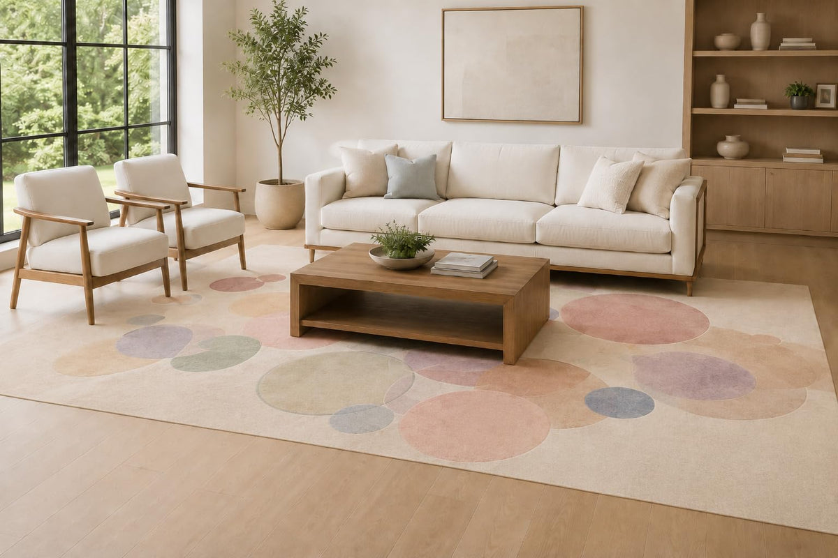 ICE ARMOR Large 6'7" x 9'10" Ivory and Charcoal Contour Arch Area Rug for Living Room, Soft Low Pile Carpet with Non-Slip Silicone Backing, Decor for Bedroom, Dining Area and Home Office