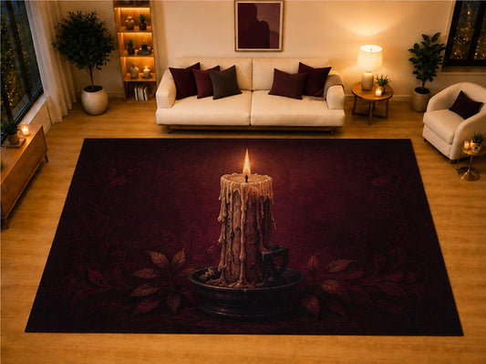 ICE ARMOR "Ultra Light Weight Large 6'7" x 9'10" Gothic Candle Floral Area Rug for Living Room Bedroom, Soft Low Pile Non-Slip Backing, Burgundy Black Victorian Dark Academia Decor