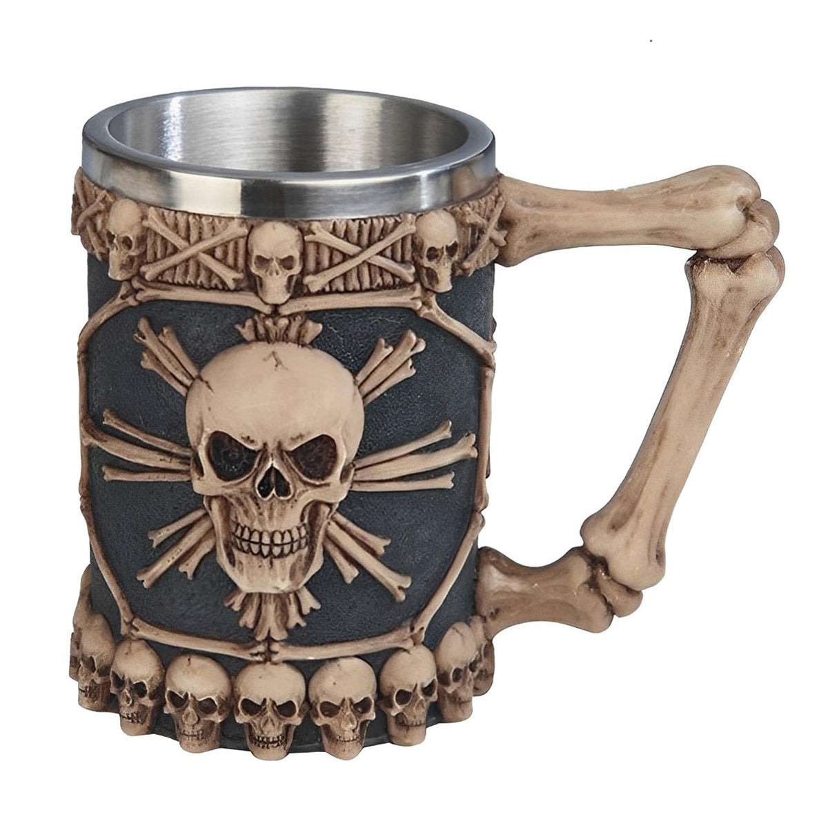 ICE ARMOR 5.5" H Medieval Skull Head Mug Skeleton Stainless Mug Statue Sculpture Ornament Decoration Home/Room Decor Ideas