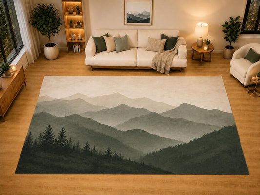 ICE ARMOR "Ultra Light Weight Large 6'7" x 9'10" Smoky Alpine Layers Area Rug for Living Room, Bedroom, Dining Room, Soft Low Pile Non-Slip Backing, Charcoal Sage