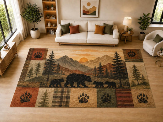 ICE ARMOR "Ultra Light Weight Large 6'7" x 9'10" Bear Mountain, Living Room, Bedroom, Dining Room, Office, Family Room, Soft Low Pile Indoor Rug, Non-Slip Silicone Backing, Brown