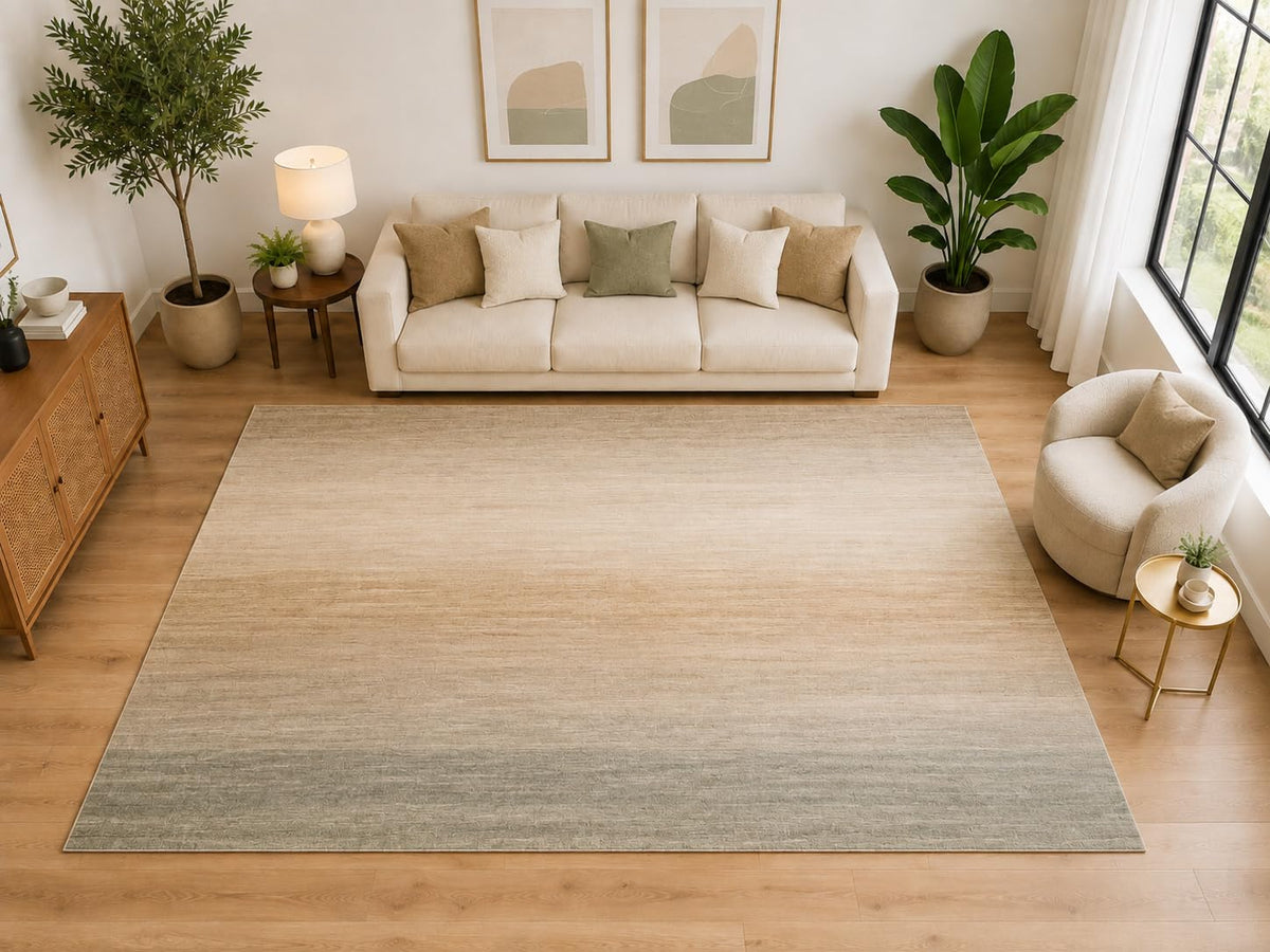 ICE ARMOR "Ultra Light Weight Large 6'7" x 9'10" Ombre Gradient Area Rug for Living Room Bedroom Nursery, Soft Low Pile Indoor Rug, Non-Slip Silicone Backing, Sage Green