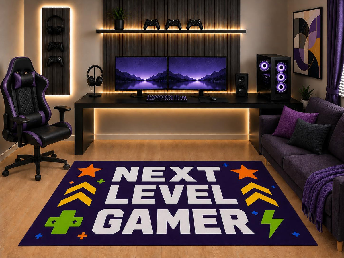 ICE ARMOR "Ultra Light Weight 5' x 7' Next Level Gamer Area Rug Colorful Arcade Graphic Art for Boys Teen Bedroom Gaming Room Playroom Non-Slip Silicone Backing Low Pile