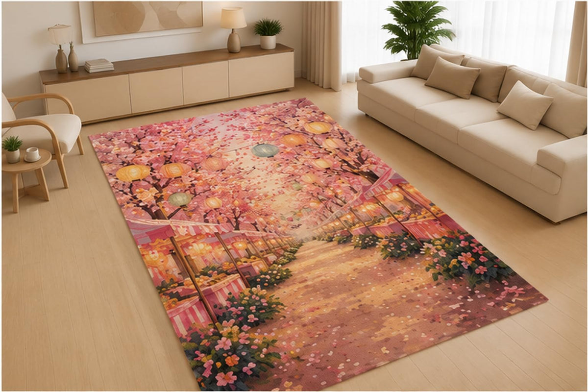 ICE ARMOR 5' x 7' Floating Island Flower Garden Area Rug, Soft Low Pile Indoor Rug with Non-Slip Silicone Backing for Living Room, Bedroom, Nursery, Playroom, Kids Room, Kids & Pets, Blue