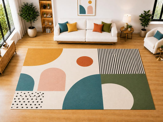 ICE ARMOR "Ultra Light Weight Large 6'7 x 9'10 Mixed Shape Pattern Area Rug for Living Room, Dining Room, and Bedroom, Soft Low Pile Indoor Rug, Contemporary Floor Decor