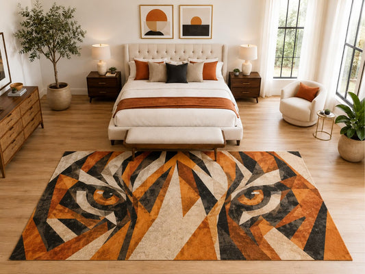 ICE ARMOR "Ultra Light Weight Large 6'7" x 9'10" Tiger Eyes Area Rug Carpet Soft Low Pile Indoor Rug and Non-Slip Silicone Backing Orange