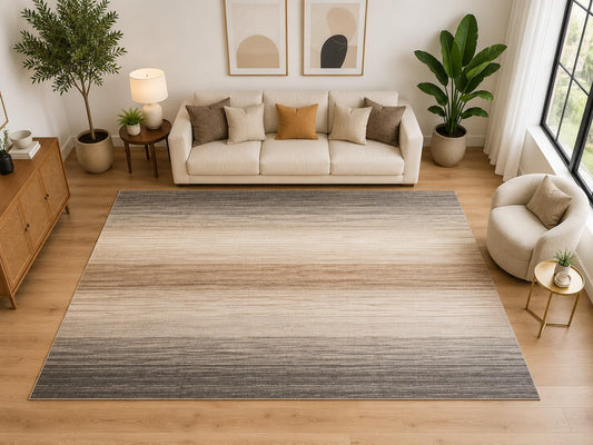 ICE ARMOR "Ultra Light Weight Large 6'7" x 9'10" Modern Abstract Stripe Area Rug for Living Room Office, Soft Low Pile Indoor Rug, Non-Slip Silicone Backing, Gray