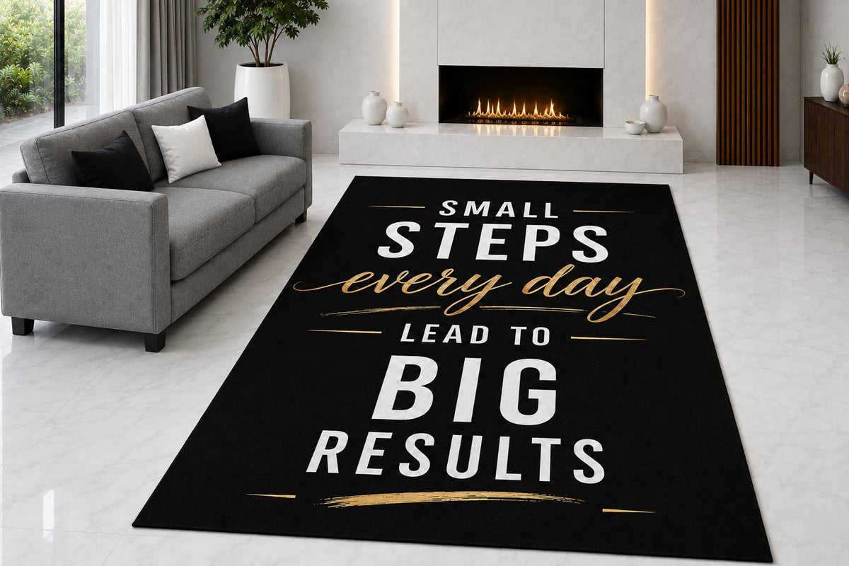 ICE ARMOR "Ultra Light Weight 5' x 7' Small Steps Area Rug for Living Room, Bedroom and Home Office, Soft Low Pile Carpet with Non-Slip Silicone Backing, Black and Golden Color