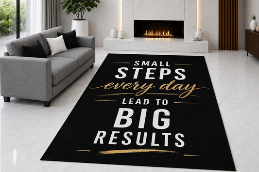 ICE ARMOR "Ultra Light Weight 5' x 7' Small Steps Area Rug for Living Room, Bedroom and Home Office, Soft Low Pile Carpet with Non-Slip Silicone Backing, Black and Golden Color