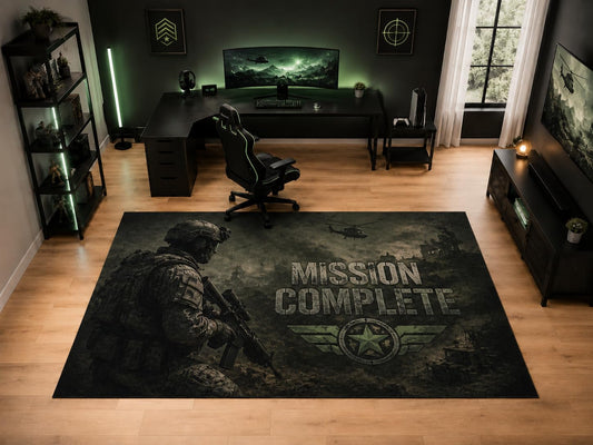 ICE ARMOR "Ultra Light Weight Large 6'7" x 9'10" Military Mission Rug, Soft Low Pile Indoor Rug, Non-Slip Silicone Backing for Office Olive