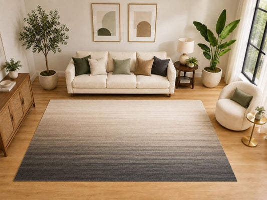 ICE ARMOR "Ultra Light Weight Large 6'7" x 9'10" Charcoal Ombre Area Rug for Living Room and Office, Soft Low Pile Indoor Rug and Non-Slip Silicone Backing, Charcoal