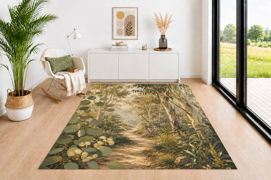 ICE ARMOR 5' x 7' Woodland Trail Area Rug for Living Room, Soft Low Pile Indoor Rug with Non-Slip Silicone Backing, Decorative Carpet for Bedroom, Office, Family Room, Multicolor