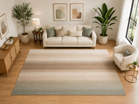 ICE ARMOR "Ultra Light Weight Large 6'7" x 9'10" Soft Ombre Area Rug for Living Room and Nursery, Soft Low Pile Indoor Rug and Non-Slip Silicone Backing, Beige