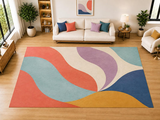 ICE ARMOR "Ultra Light Weight Large 6'7 x 9'10 Flowing Ribbon Shapes Area Rug for Living Room, Dining Room, and Bedroom, Soft Low Pile Indoor Rug, Modern Decorative Floor Decor