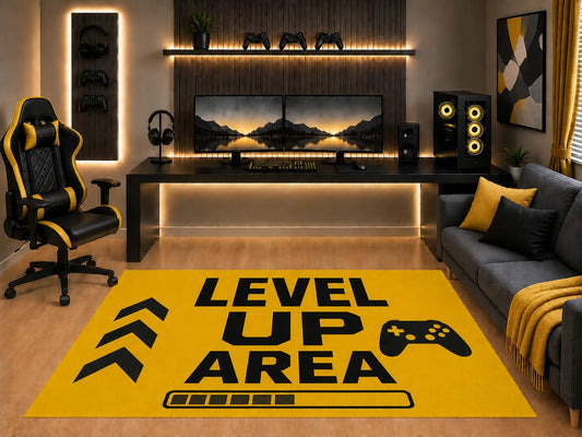 ICE ARMOR "Ultra Light Weight 5' x 7' Level Up Area Gaming Rug Bold Controller Graphic Art for Boys Teen Bedroom Gaming Room Playroom Non-Slip Silicone Backing Low Pile
