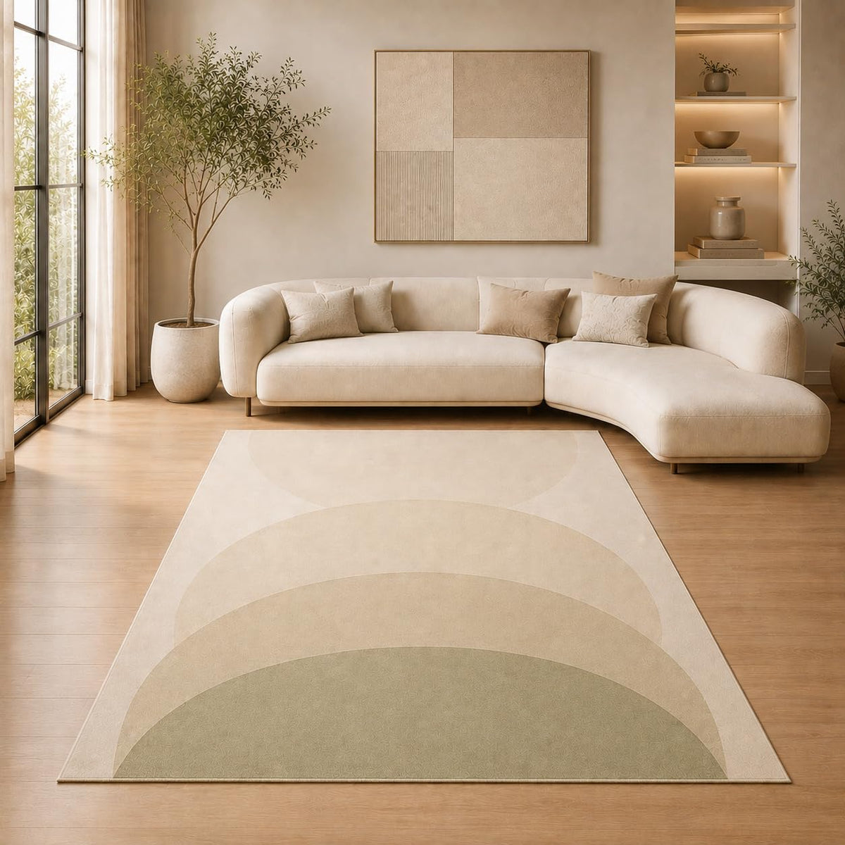 ICE ARMOR 5' x 7' Modern Layered Arch Area Rug for Living Room, Soft Low Pile Indoor Rug with Non-Slip Silicone Backing, Decorative Carpet for Bedroom, Dining Room, Office, Family Room, Kids & Pets